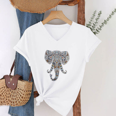 Olivenorma Damen Natur und Tier Elefant V-Ausschnitt T-Shirt - image 6