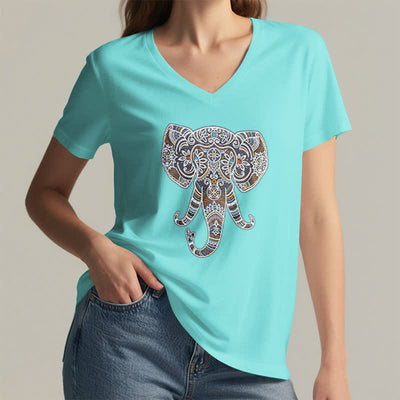 Olivenorma Damen Natur und Tier Elefant V-Ausschnitt T-Shirt - image 25
