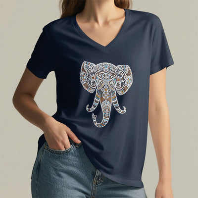 Olivenorma Damen Natur und Tier Elefant V-Ausschnitt T-Shirt - image 8