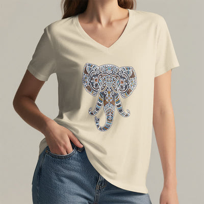 Olivenorma Damen Natur und Tier Elefant V-Ausschnitt T-Shirt - image 23