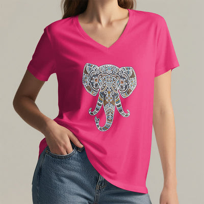 Olivenorma Damen Natur und Tier Elefant V-Ausschnitt T-Shirt - image 21