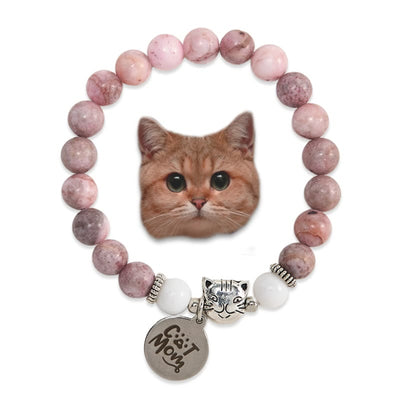 Olivenorma – Armband mit Kristallen für stolze Katzenmama, handgefertigt, Katzenliebhaber - Katzenmama-Armband - image 1
