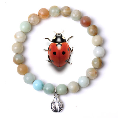 Olivenorma Lucky 7 Marienkäfer-Charm-Edelsteinarmband - Amazonit - image 9