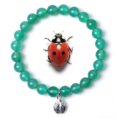 Olivenorma Lucky 7 Marienkäfer-Charm-Edelsteinarmband - Grüner Achat - image 15
