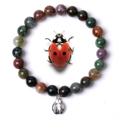Olivenorma Lucky 7 Marienkäfer-Charm-Edelsteinarmband - Indien Achat - image 5