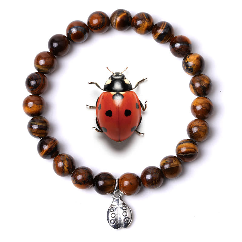 Olivenorma Lucky 7 Marienkäfer-Charm-Edelsteinarmband - Tigerauge - image 23