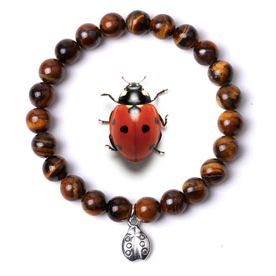 Olivenorma Lucky 7 Marienkäfer-Charm-Edelsteinarmband - Tigerauge - image 23