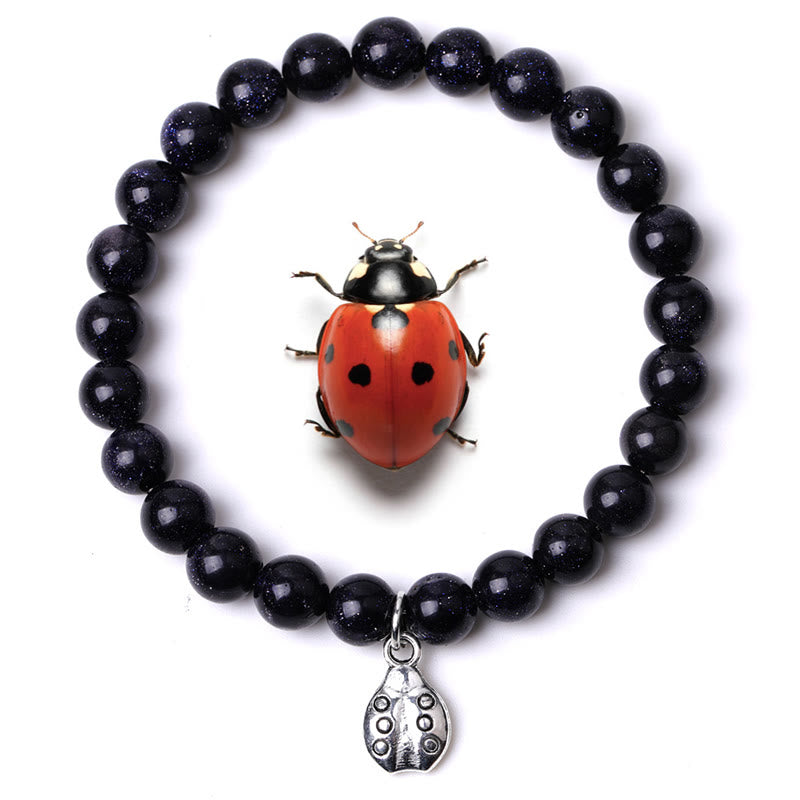 Olivenorma Lucky 7 Marienkäfer-Charm-Edelsteinarmband - Blauer Sandstein - image 37