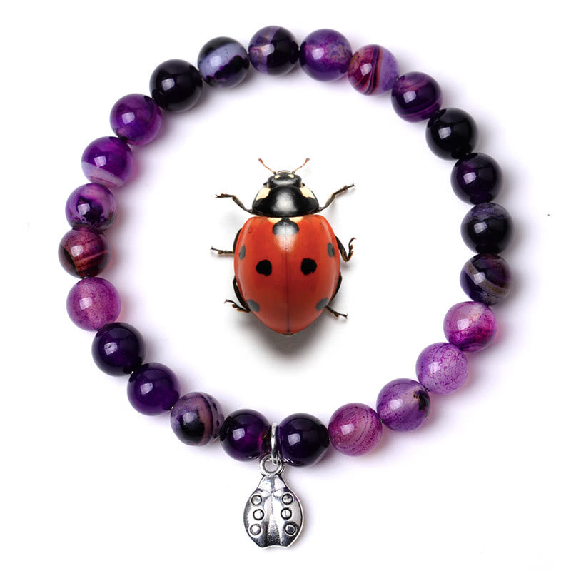 Olivenorma Lucky 7 Marienkäfer-Charm-Edelsteinarmband - Amethyst - image 11