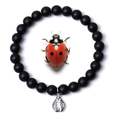 Olivenorma Lucky 7 Marienkäfer-Charm-Edelsteinarmband - Schwarzer Onyx - image 39