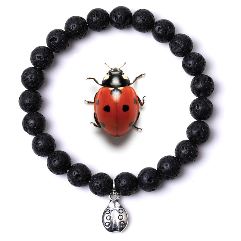 Olivenorma Lucky 7 Marienkäfer-Charm-Edelsteinarmband - Lavastein - image 41