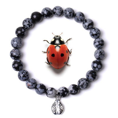 Olivenorma Lucky 7 Marienkäfer-Charm-Edelsteinarmband - Schneeflockenobsidian - image 33