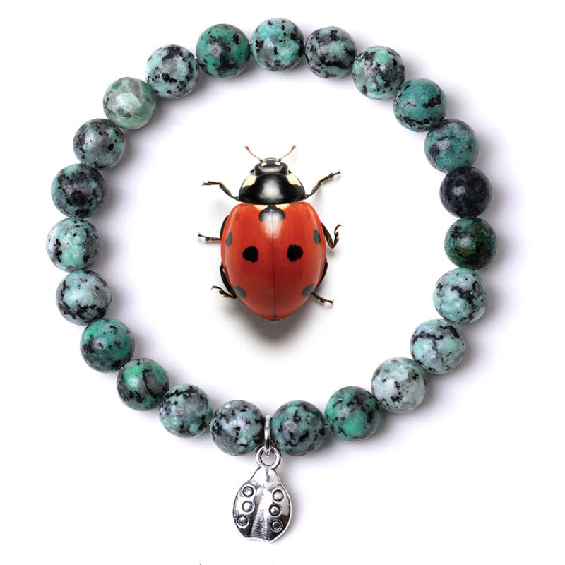 Olivenorma Lucky 7 Marienkäfer-Charm-Edelsteinarmband - Afrikanischer Türkis - image 17
