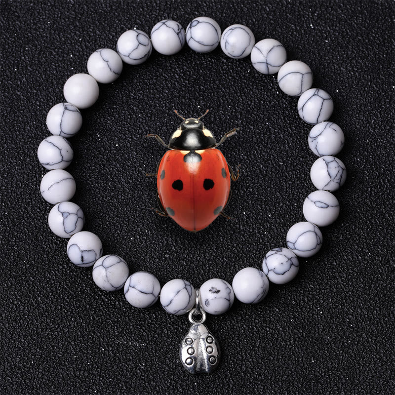 Olivenorma Lucky 7 Marienkäfer-Charm-Edelsteinarmband - Howlith - image 49