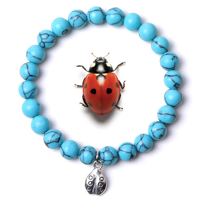 Olivenorma Lucky 7 Marienkäfer-Charm-Edelsteinarmband - Türkis - image 47