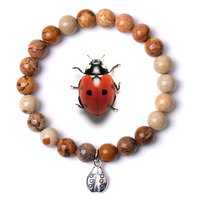Olivenorma Lucky 7 Marienkäfer-Charm-Edelsteinarmband - Landschaftsjaspis - image 19