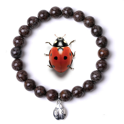 Olivenorma Lucky 7 Marienkäfer-Charm-Edelsteinarmband - Brauner Schneeflockenobsidian - image 31