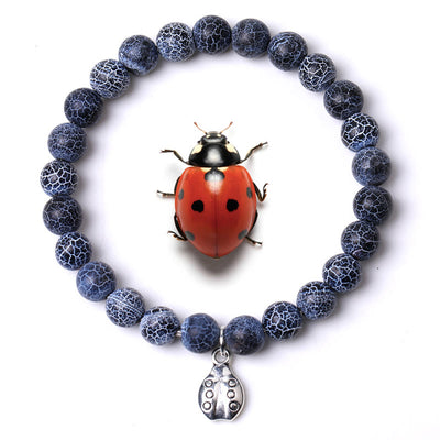 Olivenorma Lucky 7 Marienkäfer-Charm-Edelsteinarmband - Schwarzer Achat - image 45