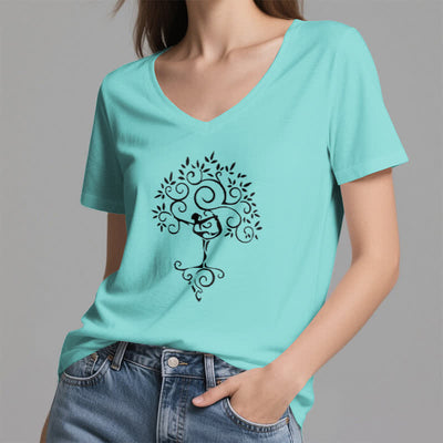 Olivenorma Yoga Baumpose T-Shirt mit V-Ausschnitt - image 20