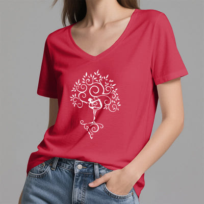 Olivenorma Yoga Baumpose T-Shirt mit V-Ausschnitt - image 26