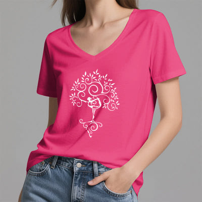 Olivenorma Yoga Baumpose T-Shirt mit V-Ausschnitt - image 25