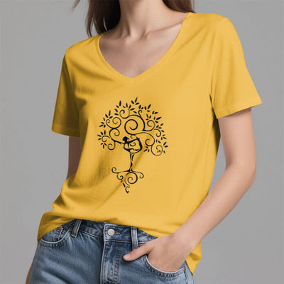 Olivenorma Yoga Baumpose T-Shirt mit V-Ausschnitt - image 23