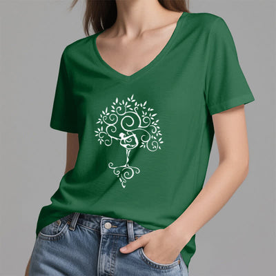 Olivenorma Yoga Baumpose T-Shirt mit V-Ausschnitt - image 24