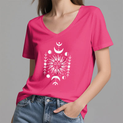 Olivenorma Sonne und Mond Ästhetisches Yoga T-Shirt mit V-Ausschnitt - image 20