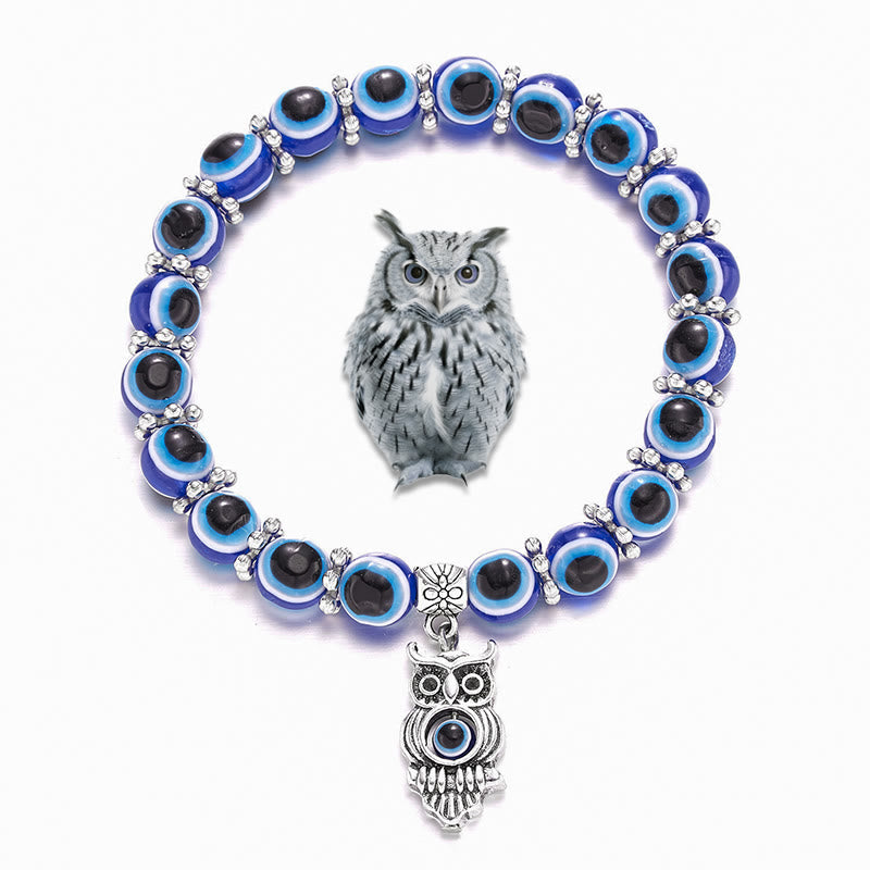 Olivenorma Doppeltes Wächter-Armband mit bösem Blick, Tiere, Totem, Perlen - Eule - image 4