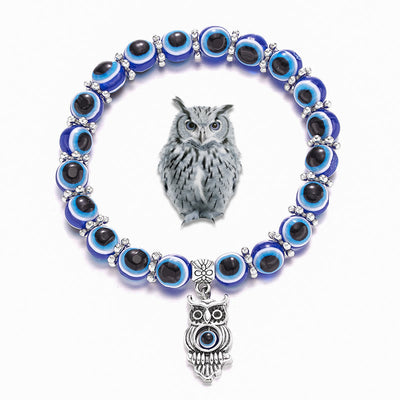 Olivenorma Doppeltes Wächter-Armband mit bösem Blick, Tiere, Totem, Perlen - Eule - image 4