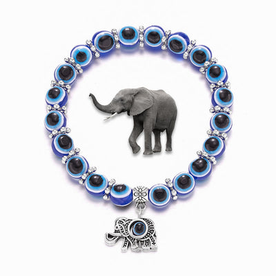 Olivenorma Doppeltes Wächter-Armband mit bösem Blick, Tiere, Totem, Perlen - Elefant - image 10