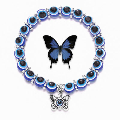 Olivenorma Doppeltes Wächter-Armband mit bösem Blick, Tiere, Totem, Perlen - Schmetterling - image 1