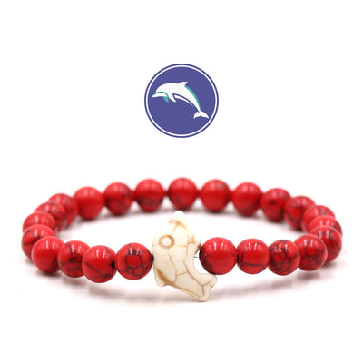 Olivenorma Delfinflüster-Edelsteinarmband - Rot Türkis - image 17