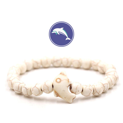 Olivenorma Delfinflüster-Edelsteinarmband - Weiß Türkis - image 3