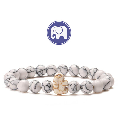 Olivenorma Elefanten-Weisheits-Edelsteinarmband - Howlith - image 17