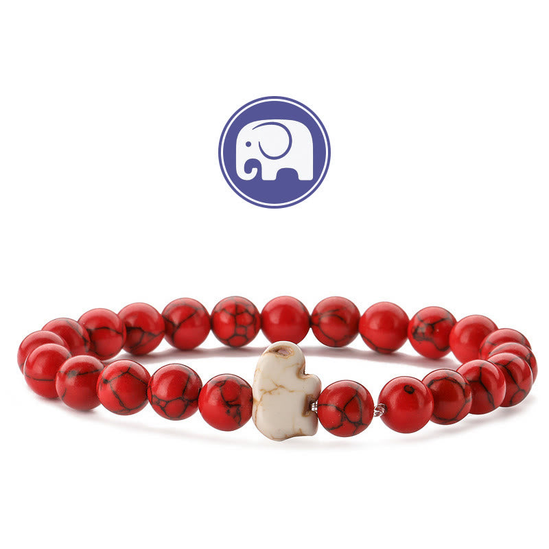 Olivenorma Elefanten-Weisheits-Edelsteinarmband - Rot Türkis - image 20
