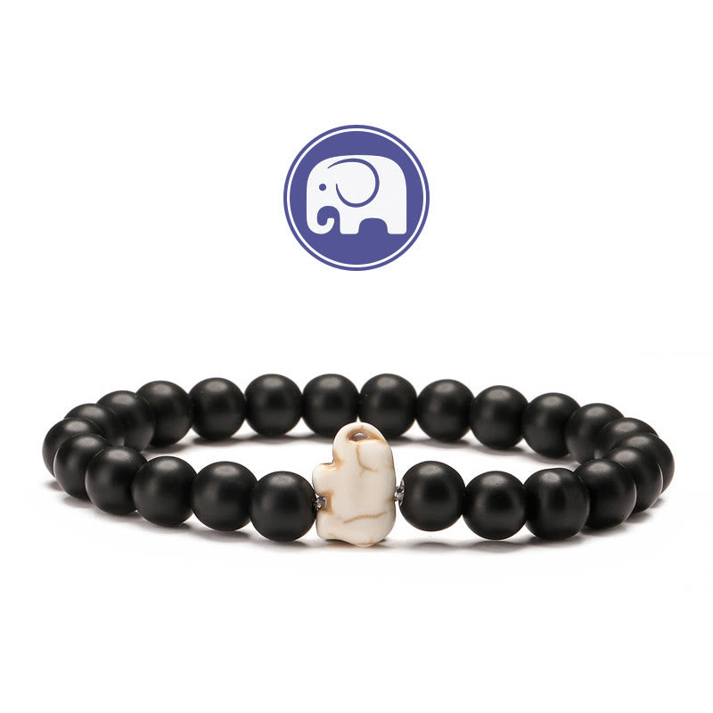 Olivenorma Elefanten-Weisheits-Edelsteinarmband - Schwarzer Onyx - image 2