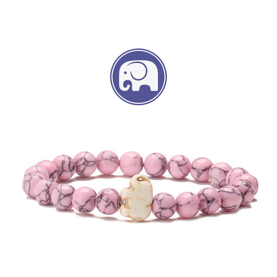 Olivenorma Elefanten-Weisheits-Edelsteinarmband - Rosa Türkis - image 18