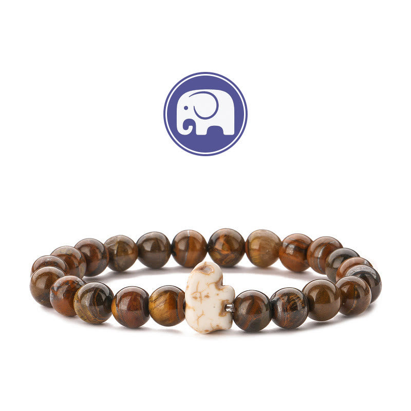 Olivenorma Elefanten-Weisheits-Edelsteinarmband - Tigerauge - image 10