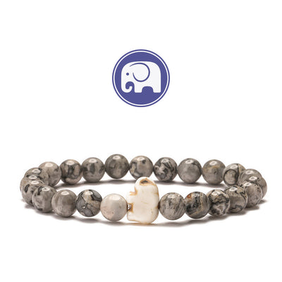 Olivenorma Elefanten-Weisheits-Edelsteinarmband - Grauer Jaspis - image 14