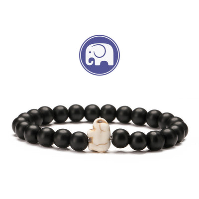 Olivenorma Elefanten-Weisheits-Edelsteinarmband - Schwarzer Onyx - image 2