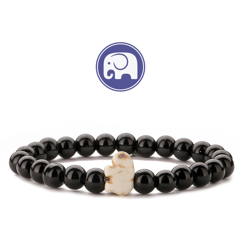 Olivenorma Elefanten-Weisheits-Edelsteinarmband - Obsidian - image 3
