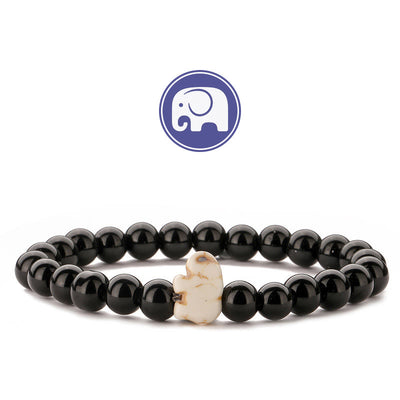Olivenorma Elefanten-Weisheits-Edelsteinarmband - Obsidian - image 3