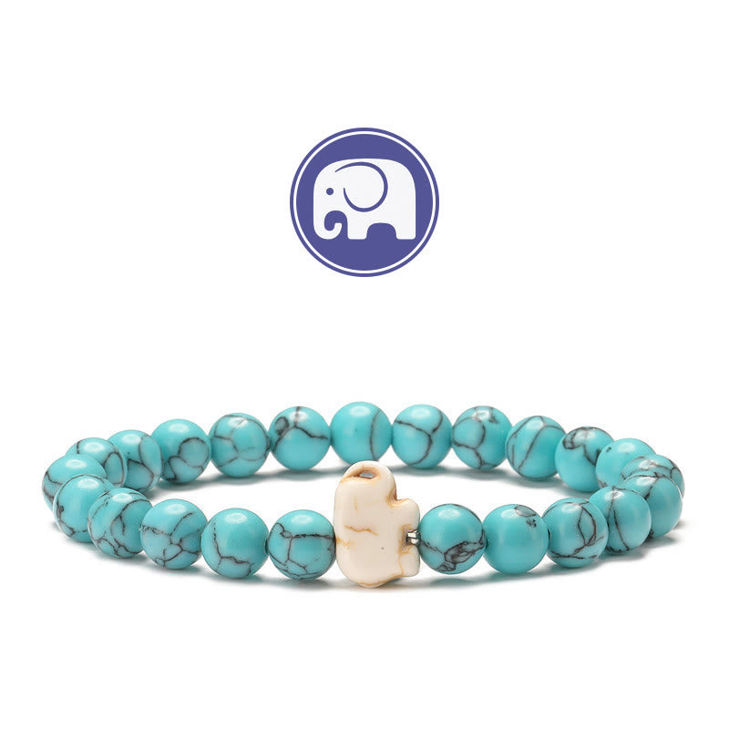Olivenorma Elefanten-Weisheits-Edelsteinarmband - Blau Türkis - image 19