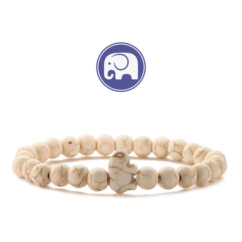 Olivenorma Elefanten-Weisheits-Edelsteinarmband - Beige Türkis - image 15
