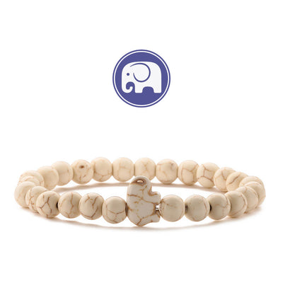 Olivenorma Elefanten-Weisheits-Edelsteinarmband - Beige Türkis - image 15