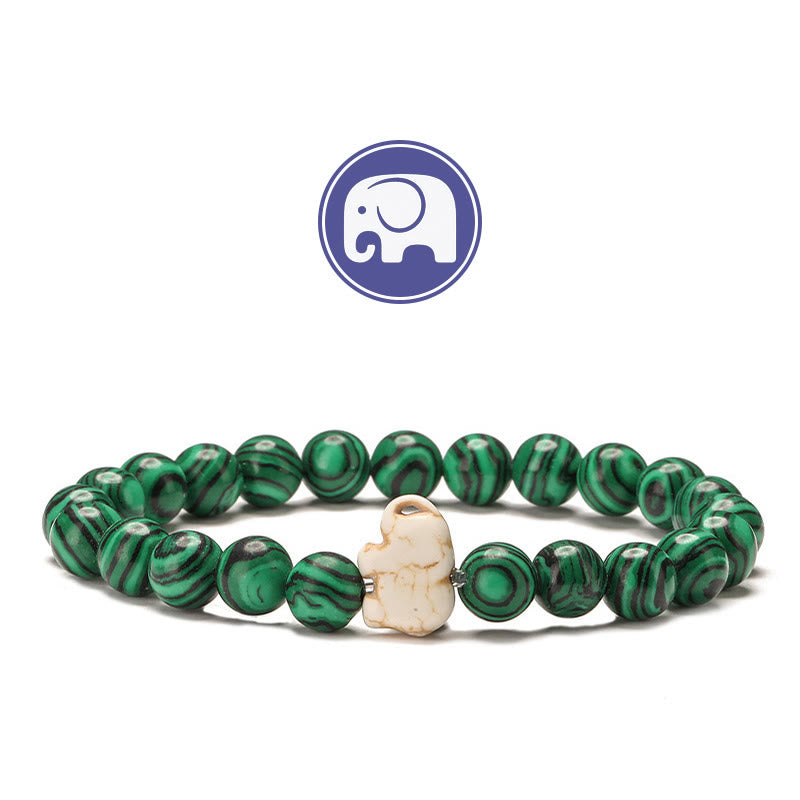 Olivenorma Elefanten-Weisheits-Edelsteinarmband - Malachit - image 8
