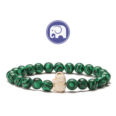 Olivenorma Elefanten-Weisheits-Edelsteinarmband - Malachit - image 8