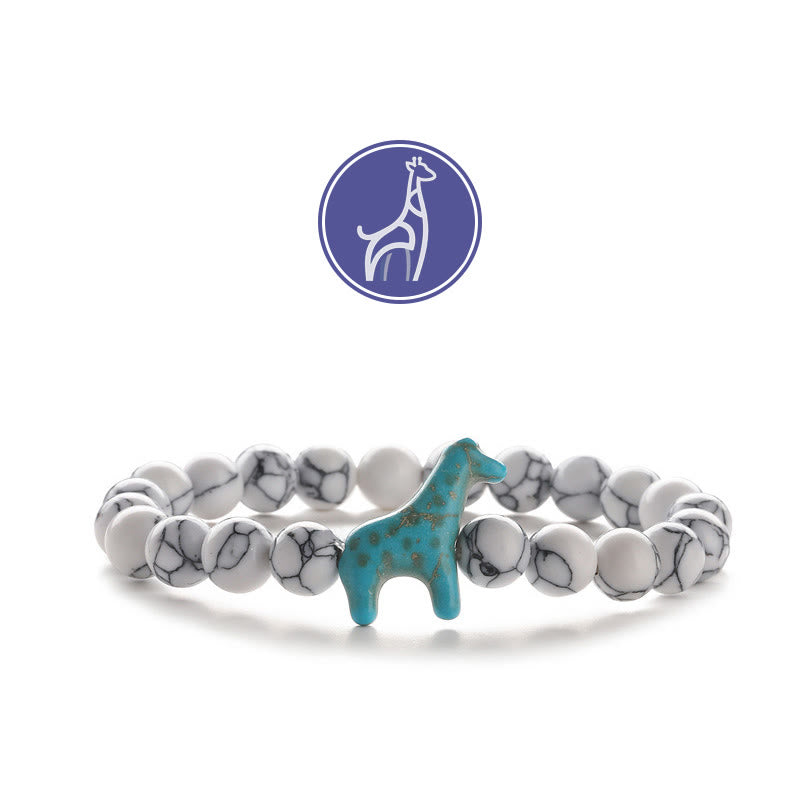 Olivenorma Giraffen-Wachstums-Edelsteinarmband - Blaue Giraffe - Howlith - image 18