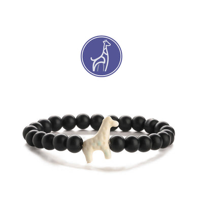 Olivenorma Giraffen-Wachstums-Edelsteinarmband - Weiße Giraffe - Schwarzer Onyx - image 5